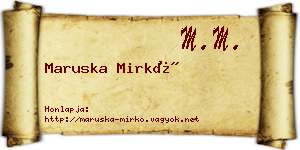Maruska Mirkó névjegykártya